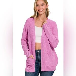 Zenana Melange Open Front Sweater Cardigan 10010010580